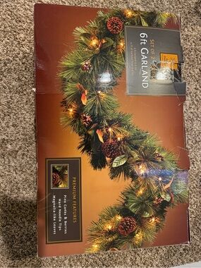 6 ft Pine Garland with Lights -
